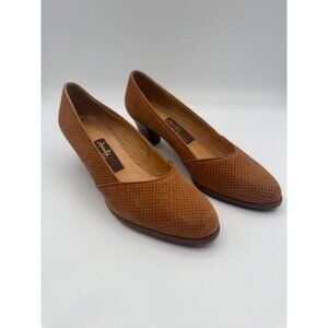 Vintage Amalfi by Rangoni Italy Women's Tan Suede Leather Pump Heels Size 5.5